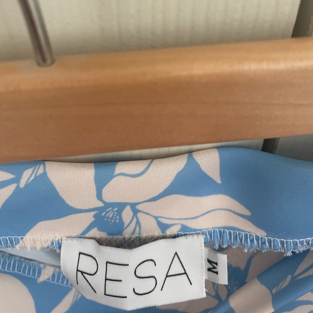 Resa blue floral strapless dress worn 1x size Medium